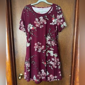 Floral Burgundy Dress